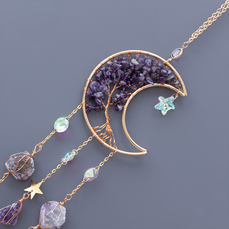 Olivenorma Natural Gemstone Moon Pendant For Meditation Spiritual Growth And Emotional Balance Crystal Wind Chime - image 10