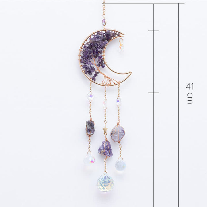 Olivenorma Natural Gemstone Moon Pendant For Meditation Spiritual Growth And Emotional Balance Crystal Wind Chime - image 13