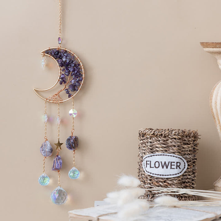 Olivenorma Natural Gemstone Moon Pendant For Meditation Spiritual Growth And Emotional Balance Crystal Wind Chime - image 8