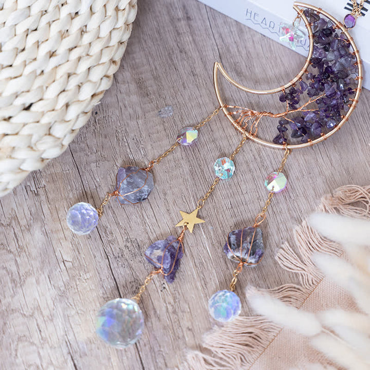 Olivenorma Natural Gemstone Moon Pendant For Meditation Spiritual Growth And Emotional Balance Crystal Wind Chime - image 3