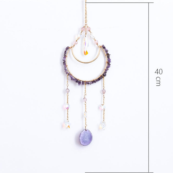 Olivenorma Amethyst Inverted Moon Pendant Suncatcher Wind Chime - image 13