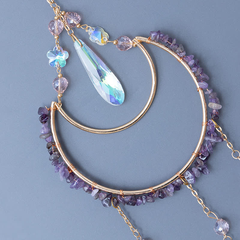 Olivenorma Amethyst Inverted Moon Pendant Suncatcher Wind Chime - image 7