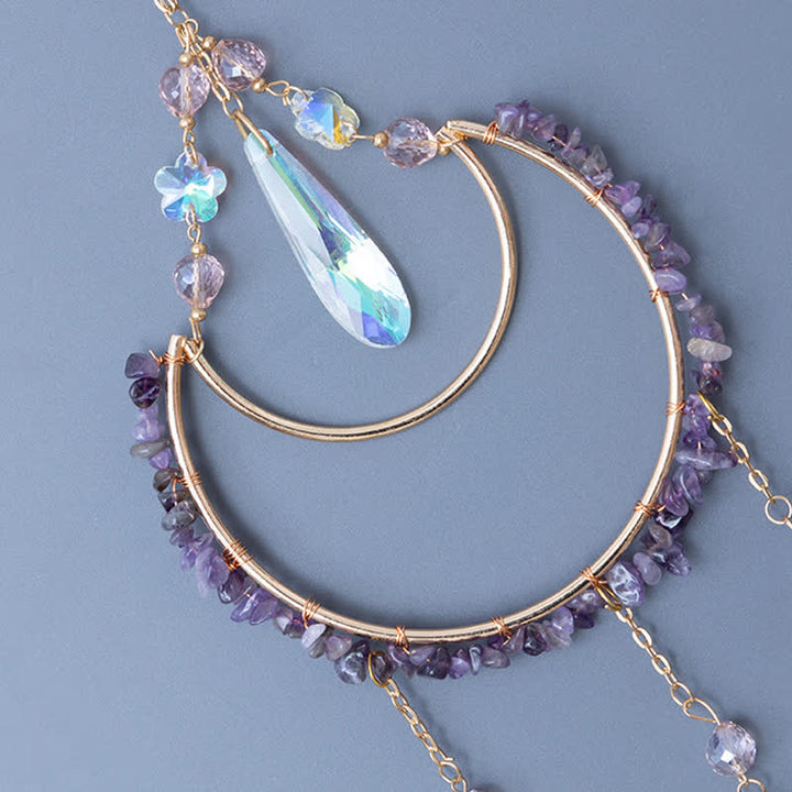 Olivenorma Amethyst Inverted Moon Pendant Suncatcher Wind Chime - image 7