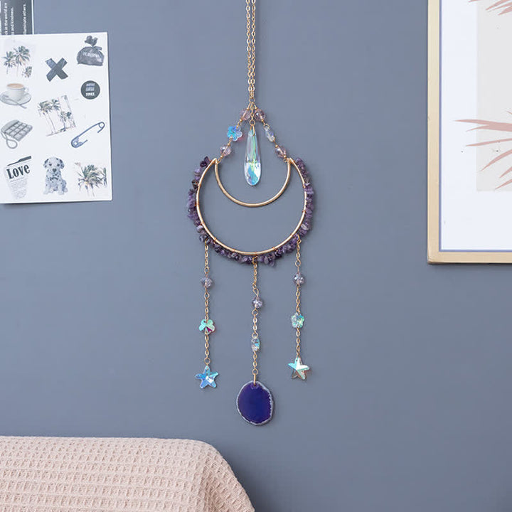 Olivenorma Amethyst Inverted Moon Pendant Suncatcher Wind Chime - image 9