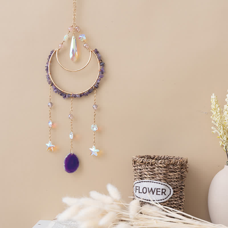 Olivenorma Amethyst Inverted Moon Pendant Suncatcher Wind Chime - image 6