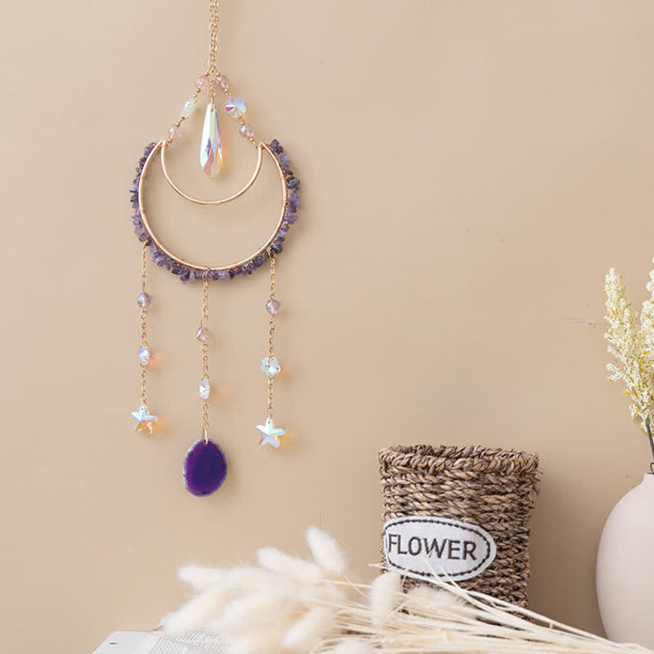 Olivenorma Amethyst Inverted Moon Pendant Suncatcher Wind Chime - image 6