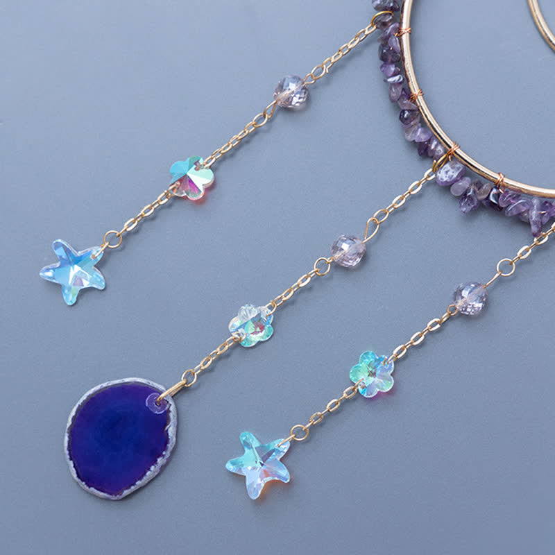 Olivenorma Amethyst Inverted Moon Pendant Suncatcher Wind Chime - image 8