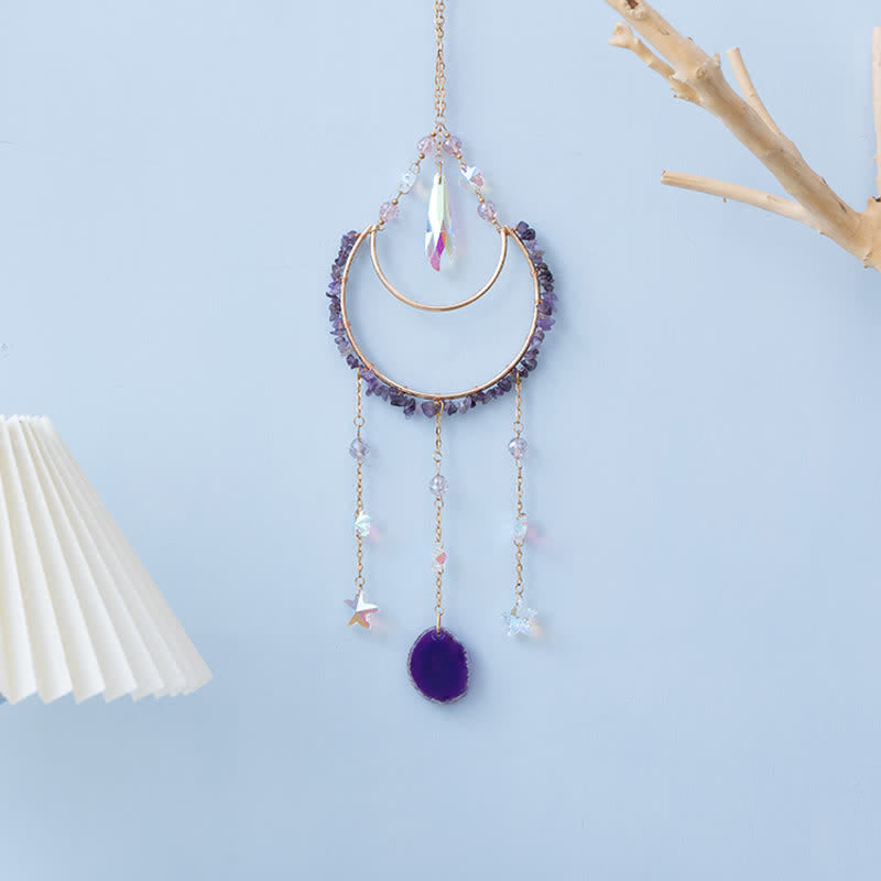 Olivenorma Amethyst Inverted Moon Pendant Suncatcher Wind Chime - image 11