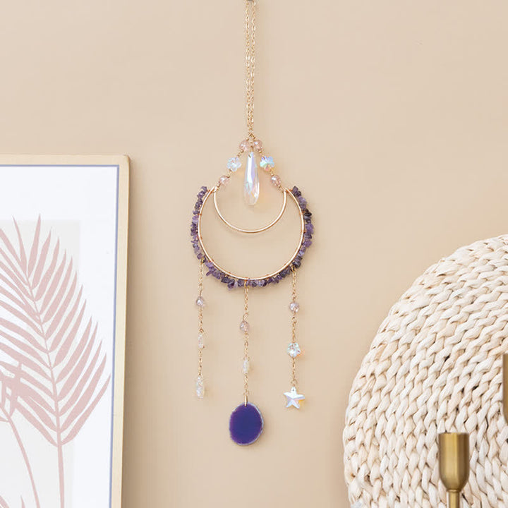 Olivenorma Amethyst Inverted Moon Pendant Suncatcher Wind Chime - image 5