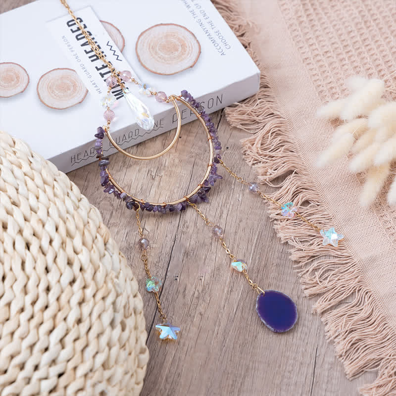 Olivenorma Amethyst Inverted Moon Pendant Suncatcher Wind Chime - image 3