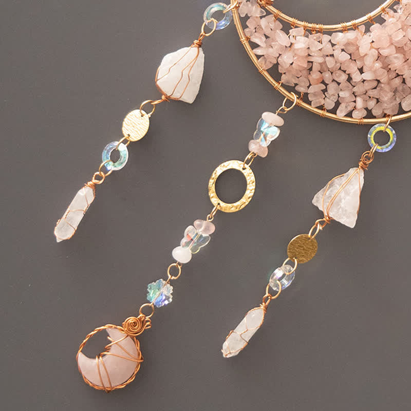 Olivenorma Rose Quartz Clear Crystal Moon Suncatcher Wind Chime - image 6