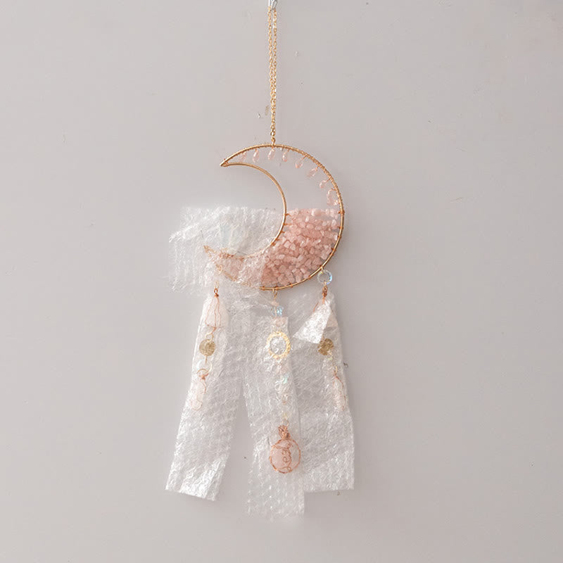 Olivenorma Rose Quartz Clear Crystal Moon Suncatcher Wind Chime - image 11