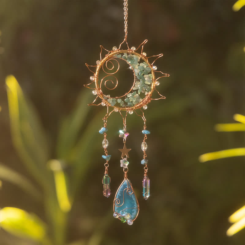 Olivenorma Green Aventurine Handwound Sun Suncatcher Wind Chime - image 3