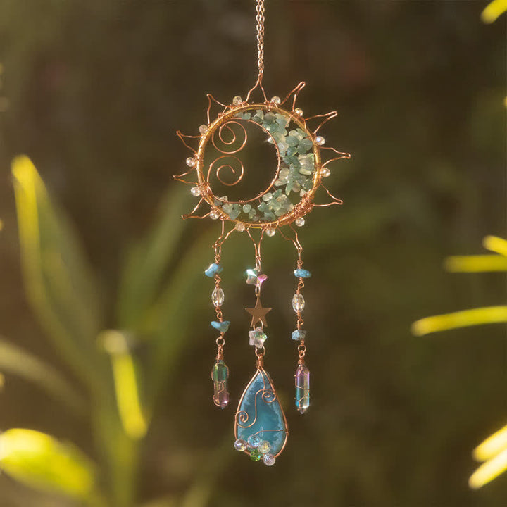 Olivenorma Green Aventurine Handwound Sun Suncatcher Wind Chime - image 3