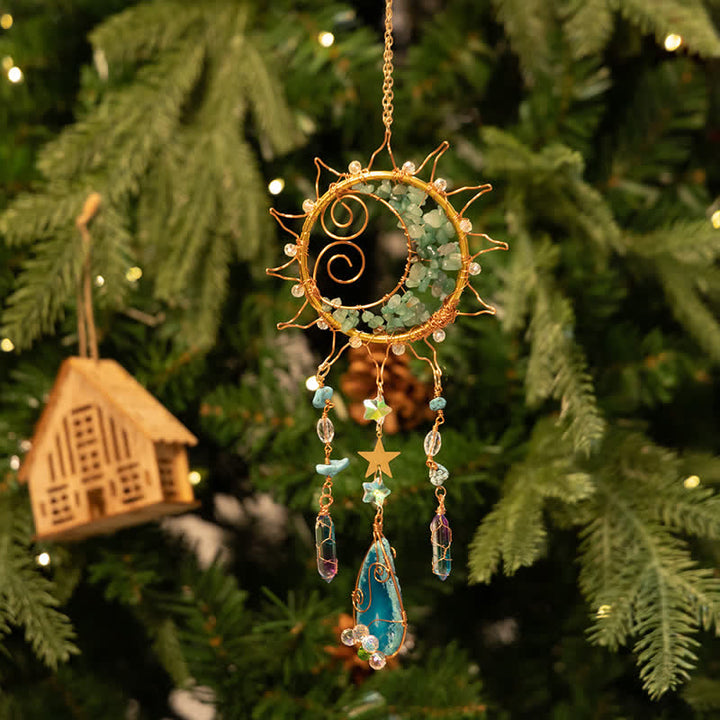 Olivenorma Green Aventurine Handwound Sun Suncatcher Wind Chime - Sun - image 0