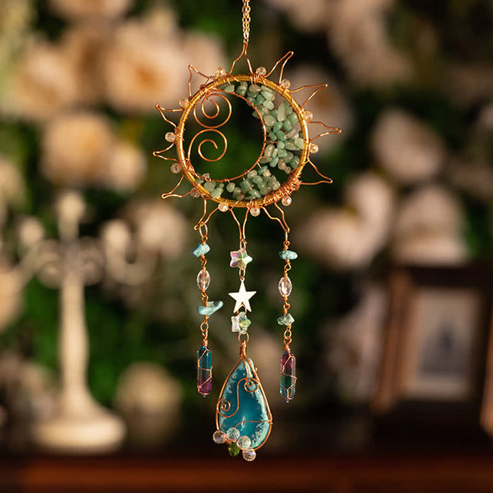Olivenorma Green Aventurine Handwound Sun Suncatcher Wind Chime - image 2