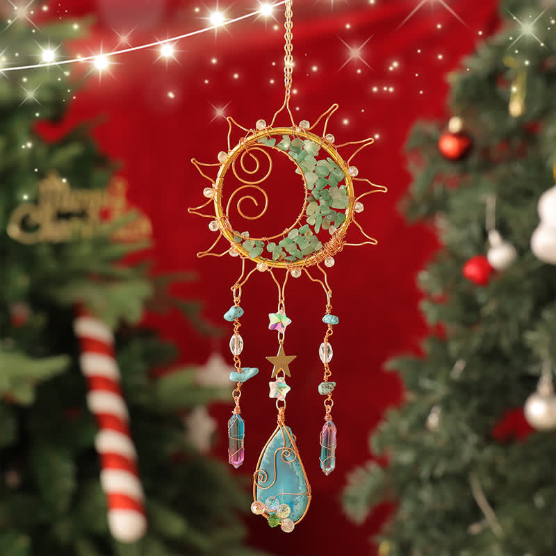 Olivenorma Green Aventurine Handwound Sun Suncatcher Wind Chime - image 5