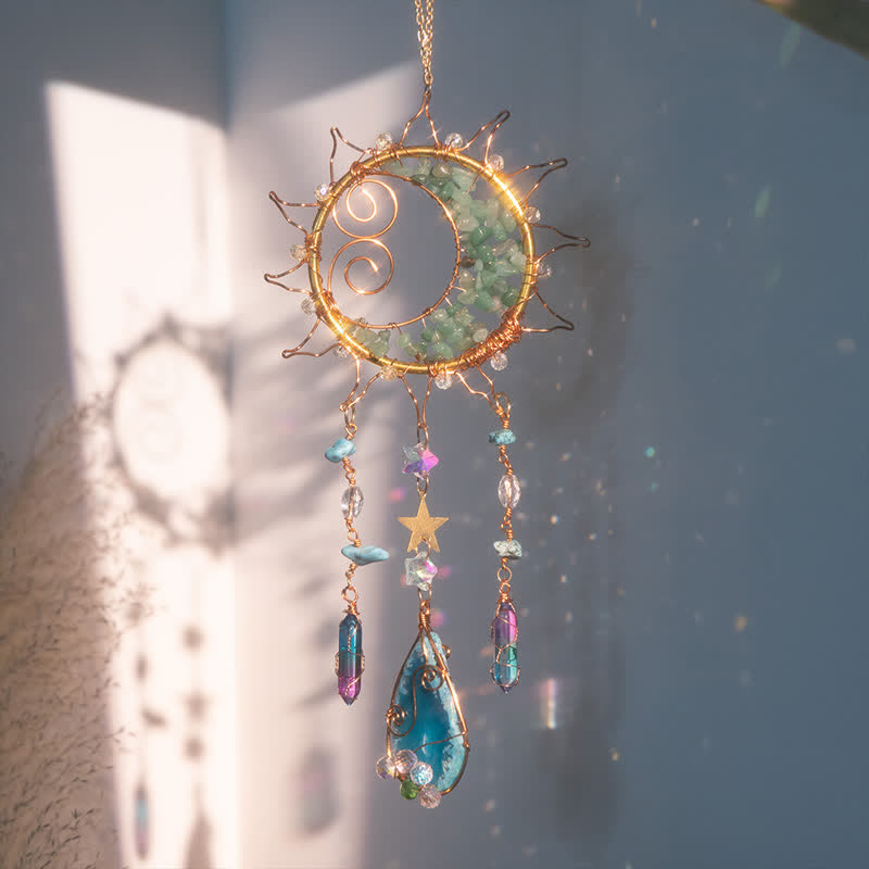Olivenorma Green Aventurine Handwound Sun Suncatcher Wind Chime - image 1