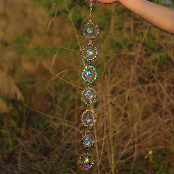 Olivenorma Chakra Gravel Dreamcatcher Decorative Wind Chime - image 5