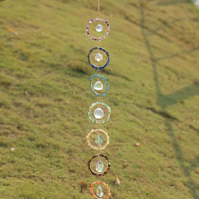 Olivenorma Chakra Gravel Dreamcatcher Decorative Wind Chime - image 10