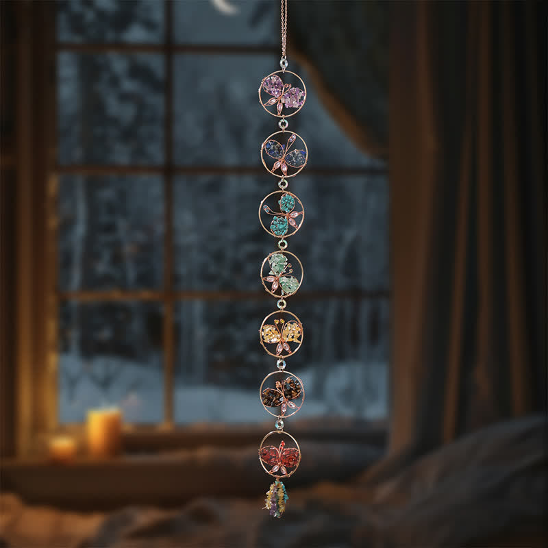 Olivenorma Chakra Crushed Stone Butterfly Pendant Wind Chime - image 7