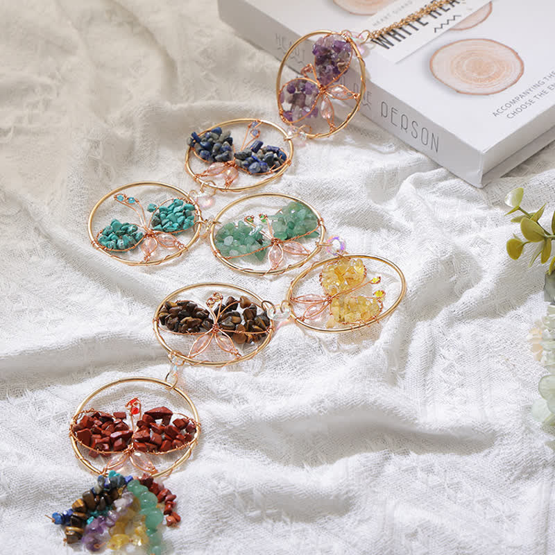 Olivenorma Chakra Crushed Stone Butterfly Pendant Wind Chime - image 4