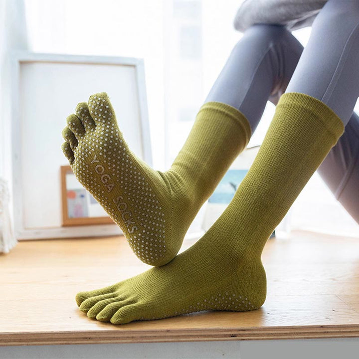 Olivenorma Women Non-Slip Five Toe Cotton Yoga Socks - image 1