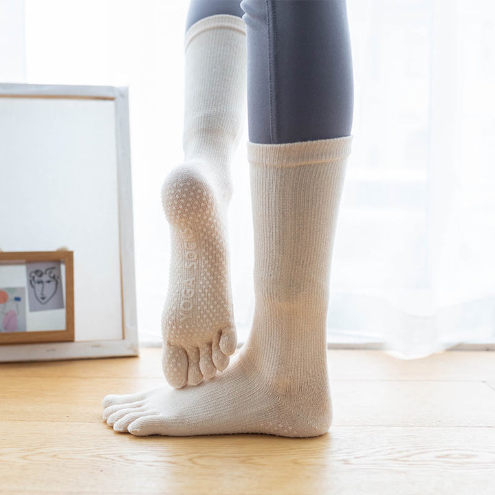 Olivenorma Women Non-Slip Five Toe Cotton Yoga Socks - image 15
