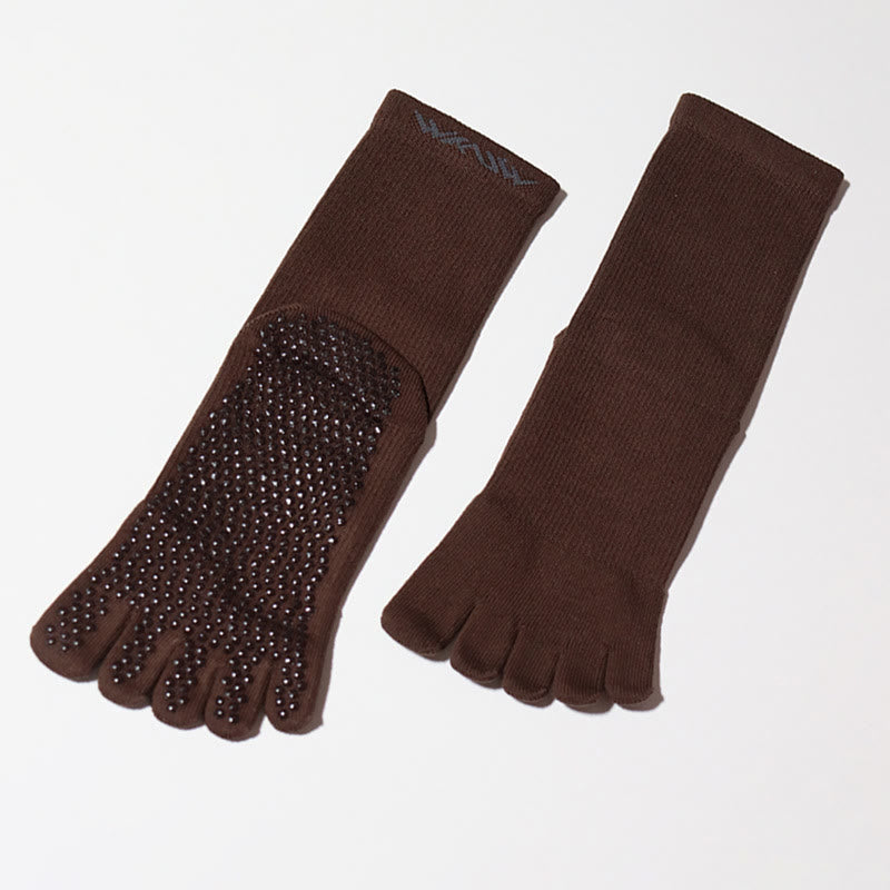 Olivenorma Barefoot Feel Sports Non-Slip Grip Pilates Barre Workout Socks with Flexible Lightweight Design Yoga Socks - Brown - Medium Size 37-39 - 10 Pairs - image 13