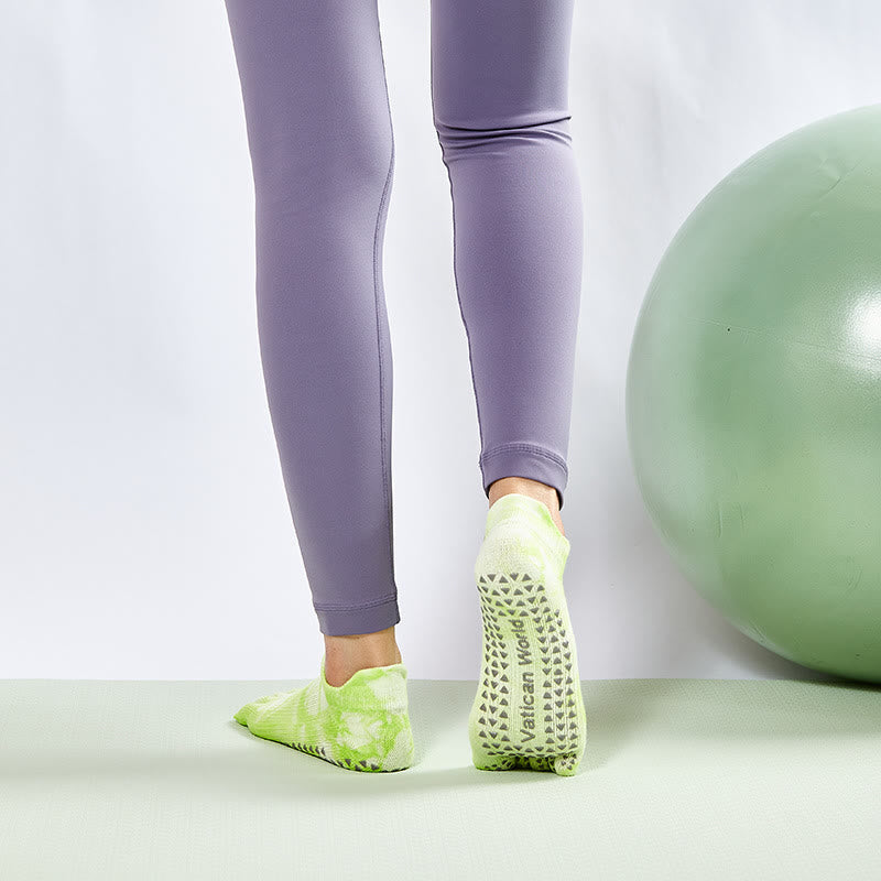 Olivenorma Tie-Dye High Knee Pilates Socks Non-Slip Grip Yoga Barre Fitness Socks with Breathable Stretch Support Yoga Socks - image 8