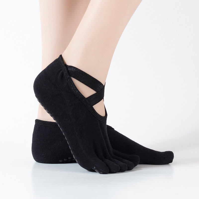 Olivenorma Pilates Barre Workout Socks with Traction Control & Breathable Comfort Fit Women's Non-Slip Yoga Grip Socks - Black - 10 Pairs - image 4