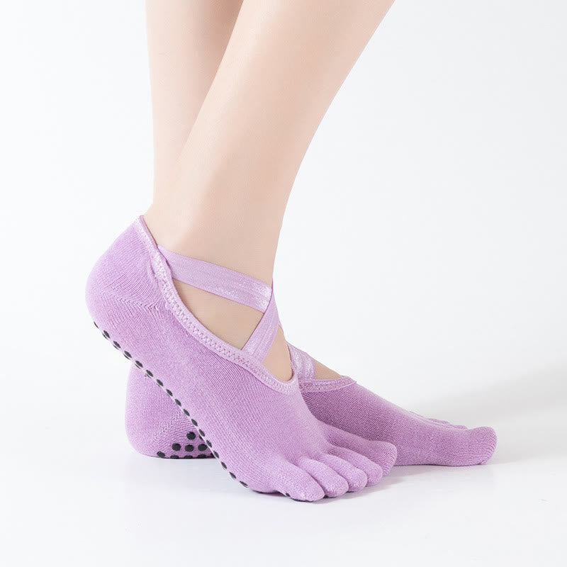 Olivenorma Pilates Barre Workout Socks with Traction Control & Breathable Comfort Fit Women's Non-Slip Yoga Grip Socks - Plum - 10 Pairs - image 14
