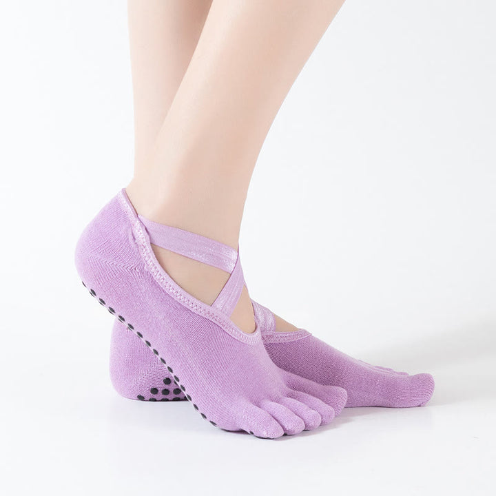 Olivenorma Pilates Barre Workout Socks with Traction Control & Breathable Comfort Fit Women's Non-Slip Yoga Grip Socks - Plum - 10 Pairs - image 14
