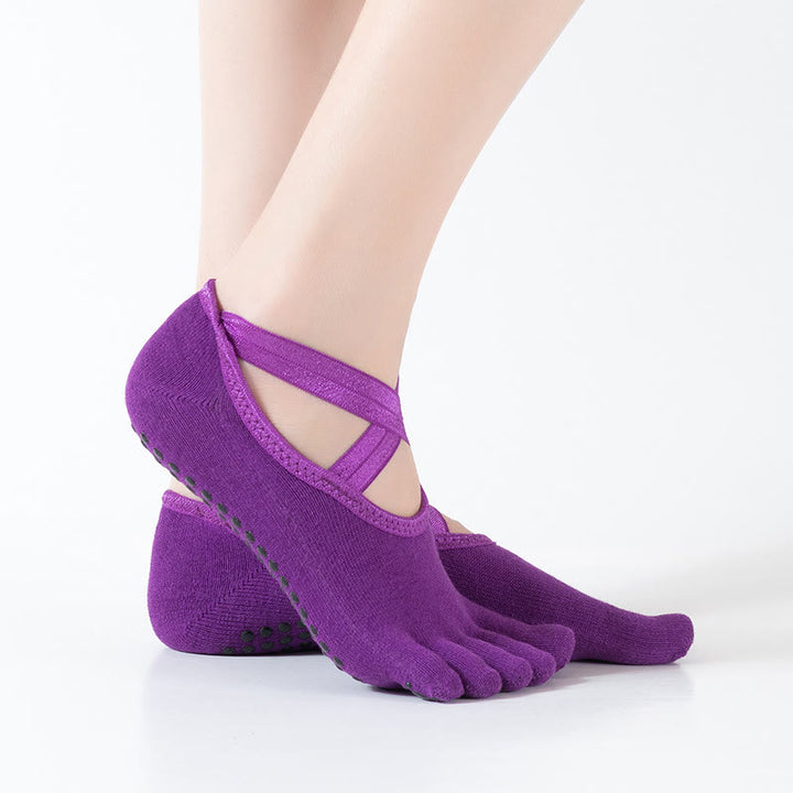 Olivenorma Pilates Barre Workout Socks with Traction Control & Breathable Comfort Fit Women's Non-Slip Yoga Grip Socks - Purple - 10 Pairs - image 17