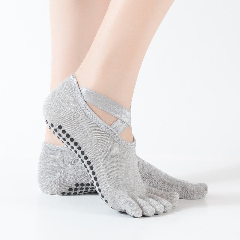 Olivenorma Pilates Barre Workout Socks with Traction Control & Breathable Comfort Fit Women's Non-Slip Yoga Grip Socks - LightGray - 10 Pairs - image 10