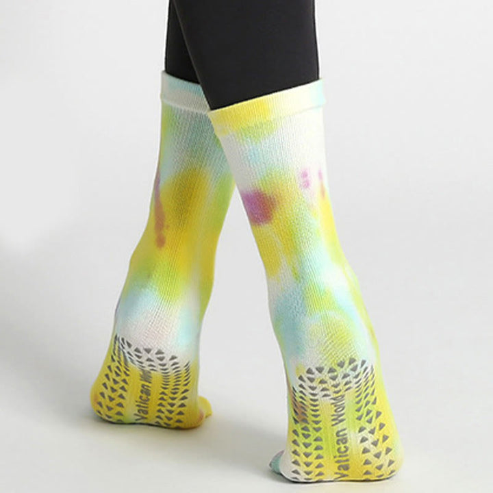 Olivenorma Tie-Dye Cotton Yoga Pilates Socks Comfortable Non-Slip Grip Barre Workout Socks with Breathable Stretch Support for Studio Training Socks - image 21
