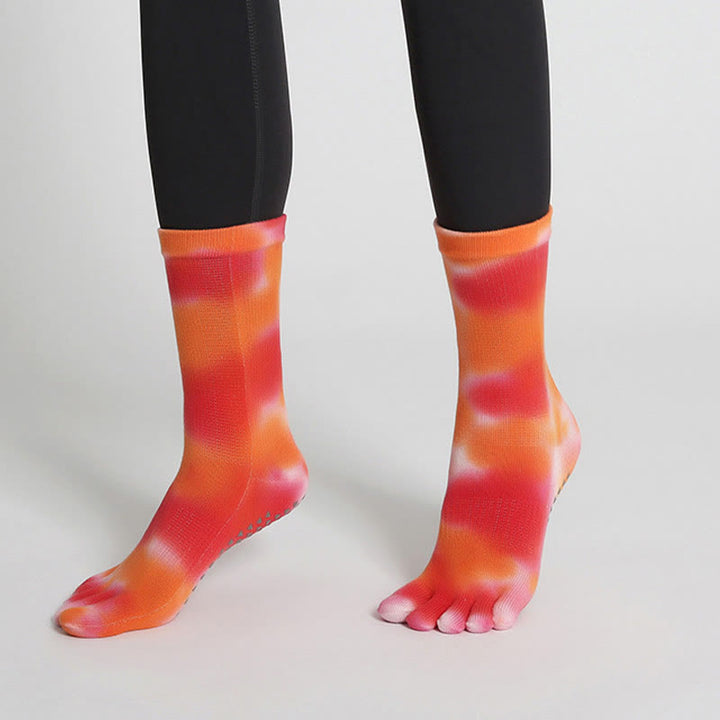 Olivenorma Tie-Dye Cotton Yoga Pilates Socks Comfortable Non-Slip Grip Barre Workout Socks with Breathable Stretch Support for Studio Training Socks - image 25