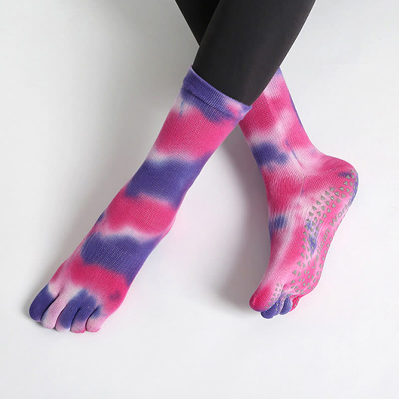 Olivenorma Tie-Dye Cotton Yoga Pilates Socks Comfortable Non-Slip Grip Barre Workout Socks with Breathable Stretch Support for Studio Training Socks - image 15