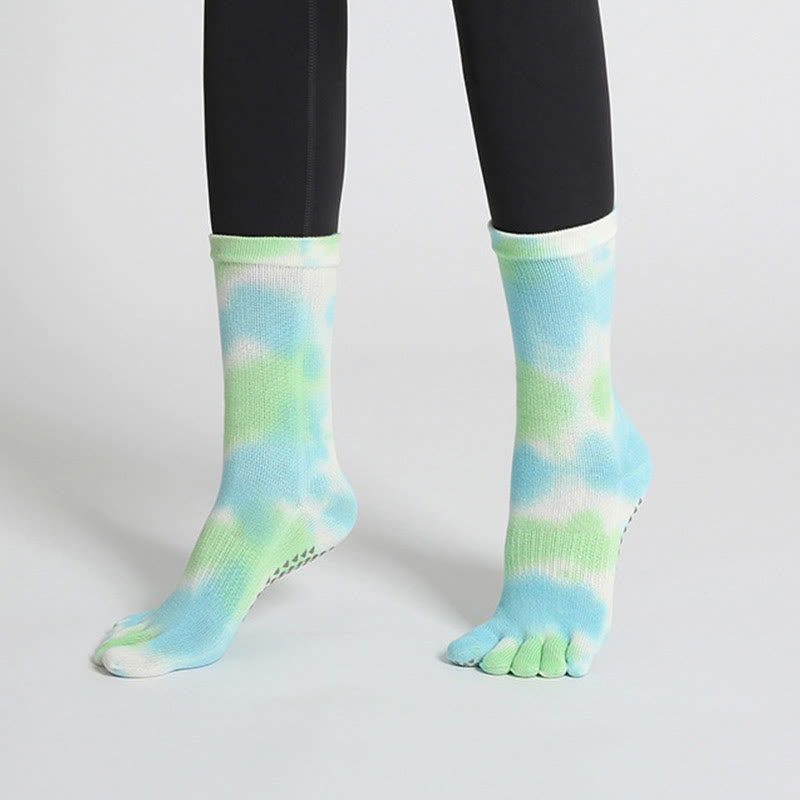 Olivenorma Tie-Dye Cotton Yoga Pilates Socks Comfortable Non-Slip Grip Barre Workout Socks with Breathable Stretch Support for Studio Training Socks - image 2