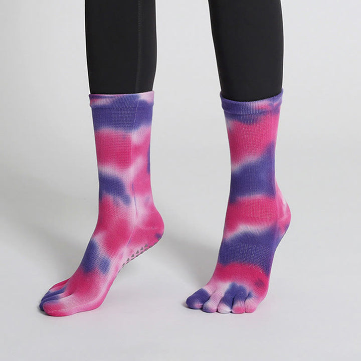 Olivenorma Tie-Dye Cotton Yoga Pilates Socks Comfortable Non-Slip Grip Barre Workout Socks with Breathable Stretch Support for Studio Training Socks - image 16