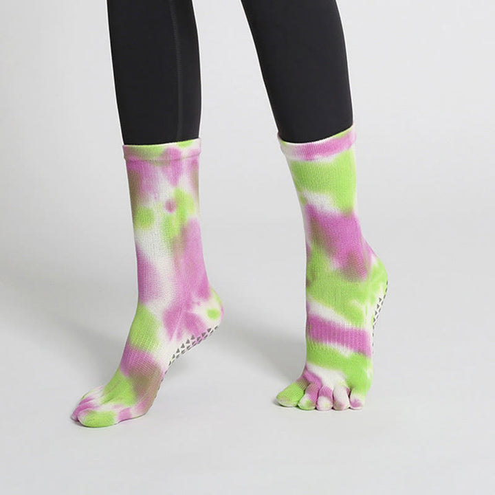 Olivenorma Tie-Dye Cotton Yoga Pilates Socks Comfortable Non-Slip Grip Barre Workout Socks with Breathable Stretch Support for Studio Training Socks - image 19