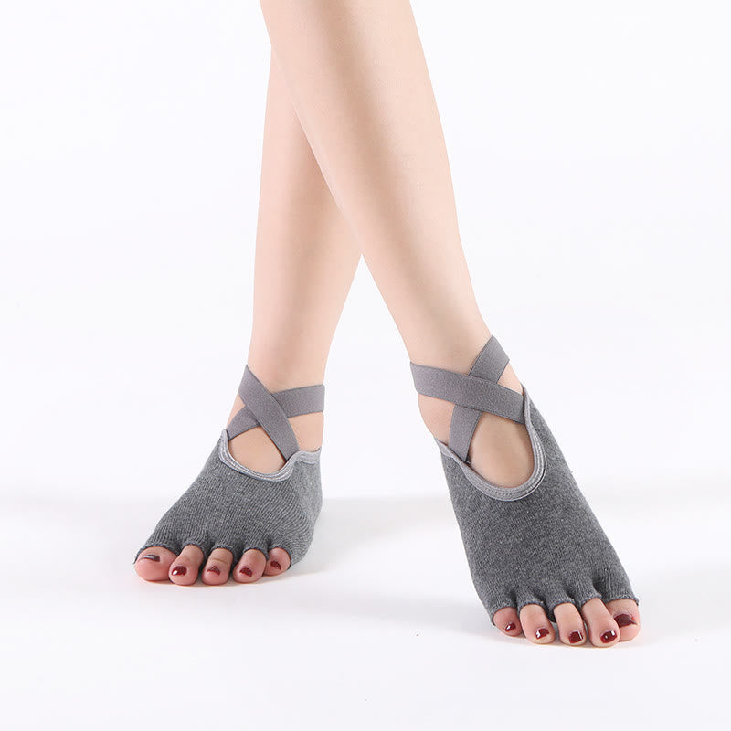 Olivenorma Women's Grip Pilates Five-Toe Socks – Toeless Non-Slip Yoga Barre Workout Yoga Socks - DarkGray - Toeless - 10 Pairs - image 18