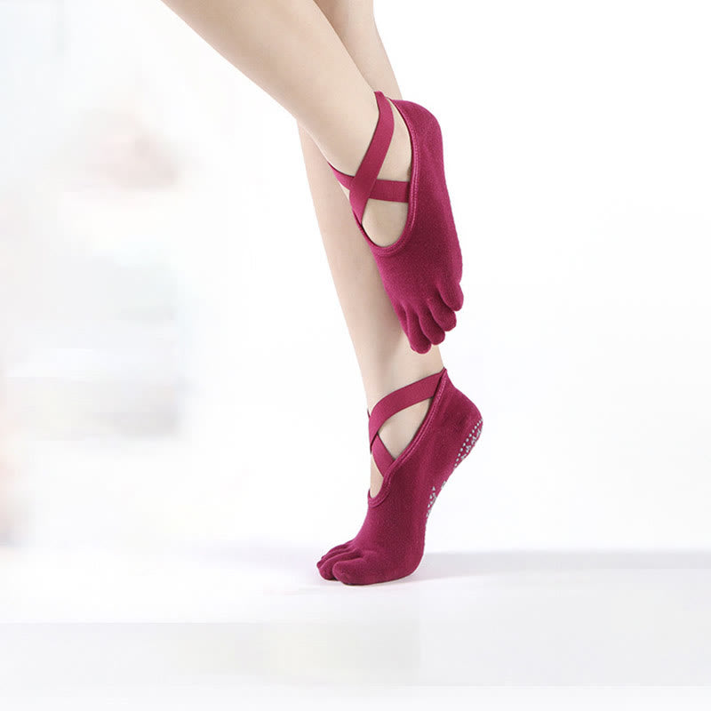 Olivenorma Women's Grip Pilates Five-Toe Socks – Toeless Non-Slip Yoga Barre Workout Yoga Socks - image 3