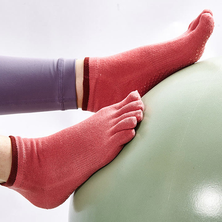 Olivenorma Solid Color Non-Slip Pilates Socks Grip Yoga Barre Workout Breathable Cotton Comfort & Stable Fit Yoga Socks - image 7