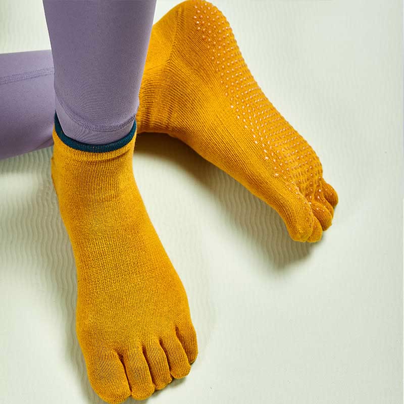 Olivenorma Solid Color Non-Slip Pilates Socks Grip Yoga Barre Workout Breathable Cotton Comfort & Stable Fit Yoga Socks - image 2