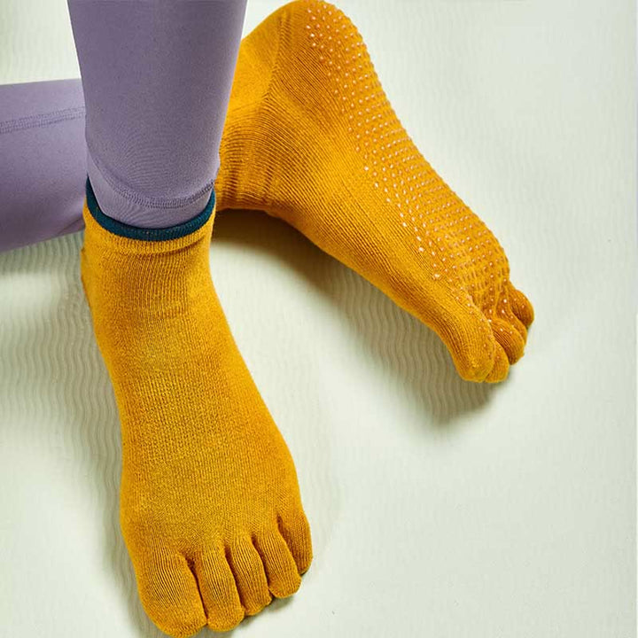 Olivenorma Solid Color Non-Slip Pilates Socks Grip Yoga Barre Workout Breathable Cotton Comfort & Stable Fit Yoga Socks - image 2