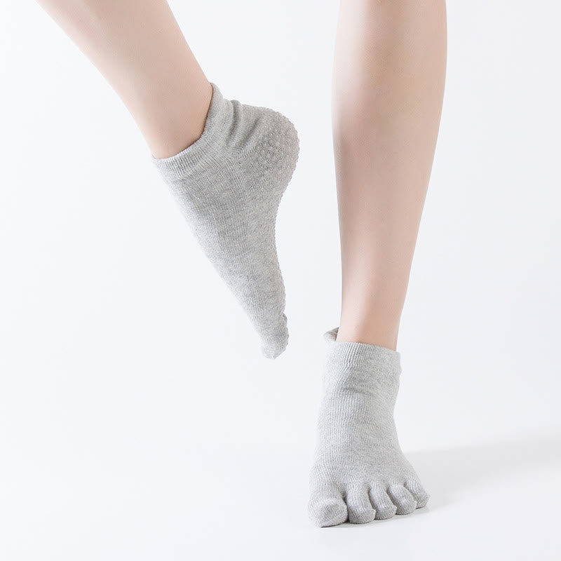 Olivenorma Solid Color Non-Slip Pilates Socks Grip Yoga Barre Workout Breathable Cotton Comfort & Stable Fit Yoga Socks - LightGray (Solid Color) - 10 Pairs - image 20