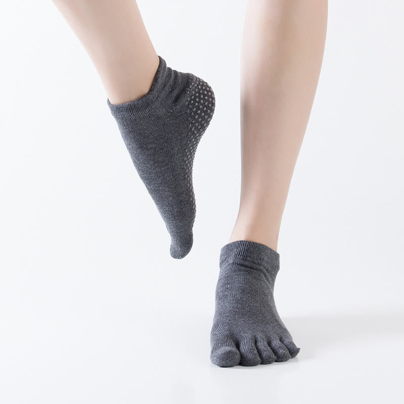 Olivenorma Solid Color Non-Slip Pilates Socks Grip Yoga Barre Workout Breathable Cotton Comfort & Stable Fit Yoga Socks - Gray (Solid Color) - 10 Pairs - image 19