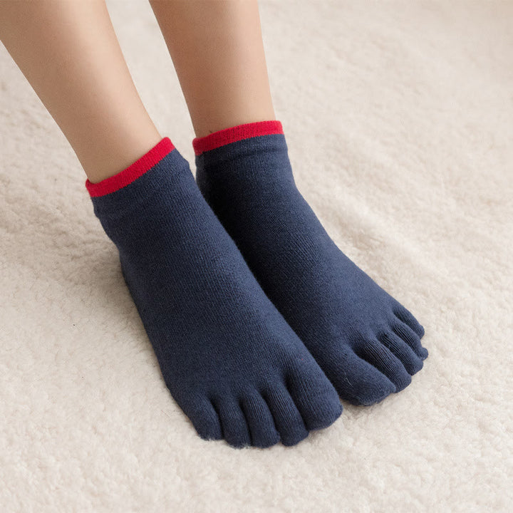 Olivenorma Solid Color Non-Slip Pilates Socks Grip Yoga Barre Workout Breathable Cotton Comfort & Stable Fit Yoga Socks - Navy (Two-tone) - 10 Pairs - image 13
