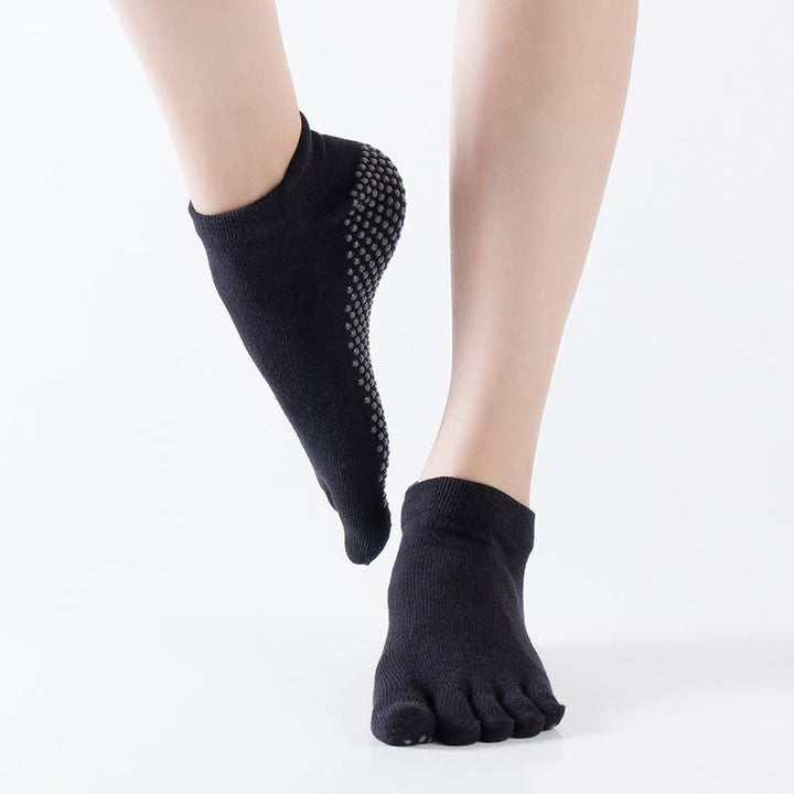 Olivenorma Solid Color Non-Slip Pilates Socks Grip Yoga Barre Workout Breathable Cotton Comfort & Stable Fit Yoga Socks - Black (Solid Color) - 10 Pairs - image 17